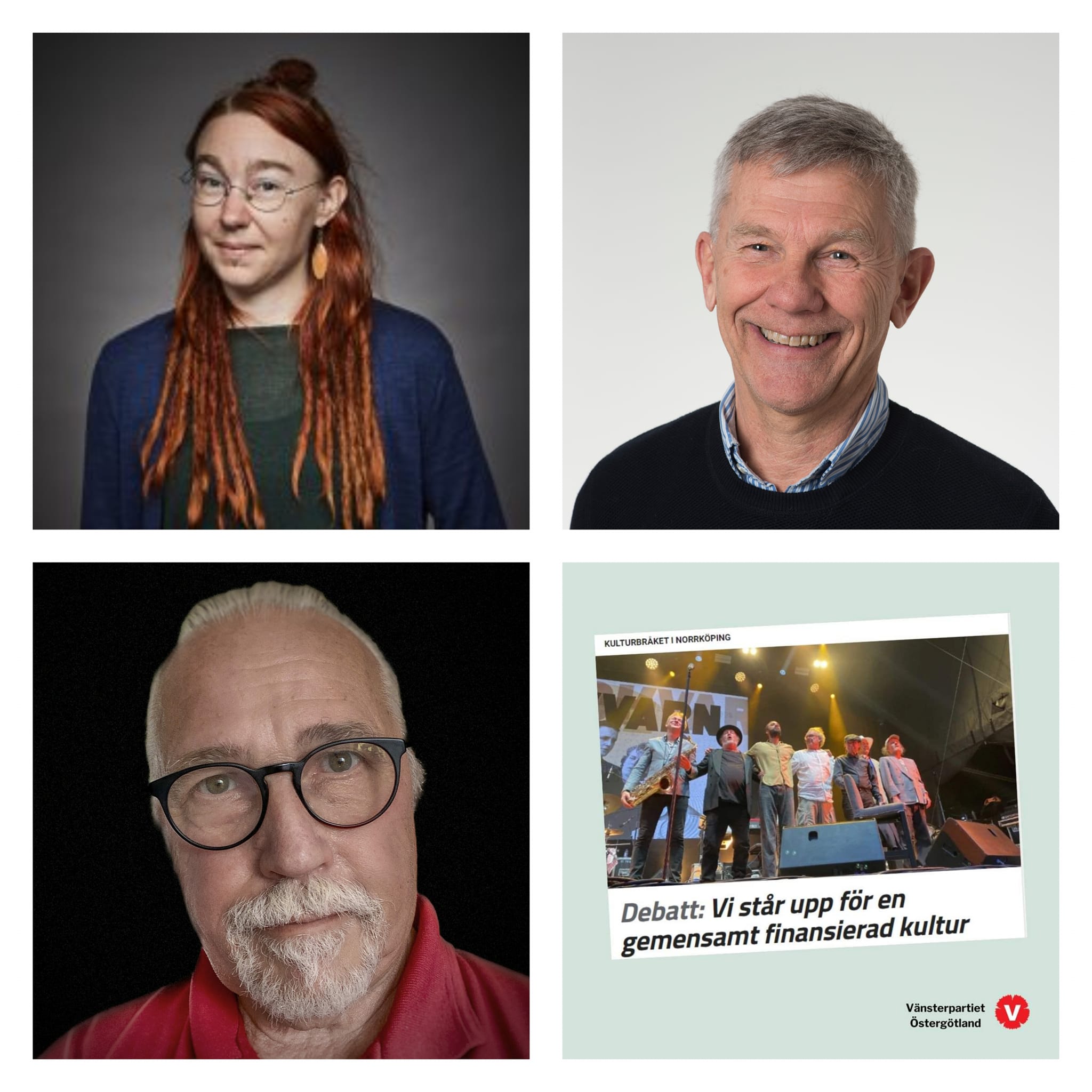 Maja, Anders och Rolf i ett rutnät tillsammans med en skärmdump på debattartikeln