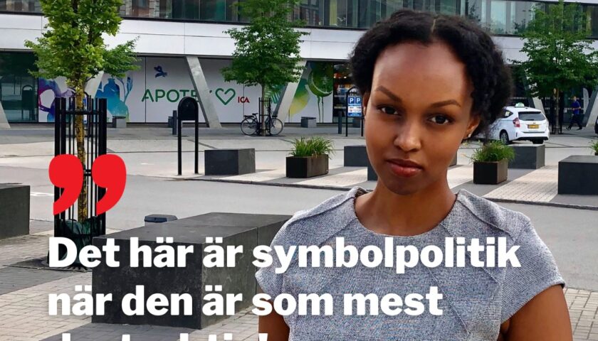 Ibtisam Yusuf, med citat: Det här är symbolpolitik när den är som mest destruktiv!